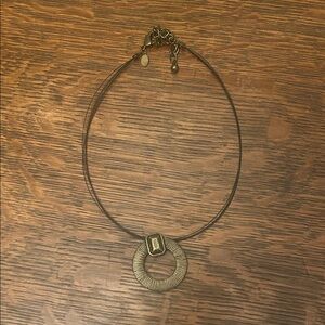 Chico's Bronze-Tone Textured Pendant Necklace